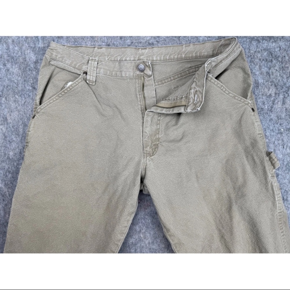 Wrangler Carpenter Jeans Mens 34 X 32 Khaki Cotton Workwear Straight Leg Comfort - Picture 4 of 5